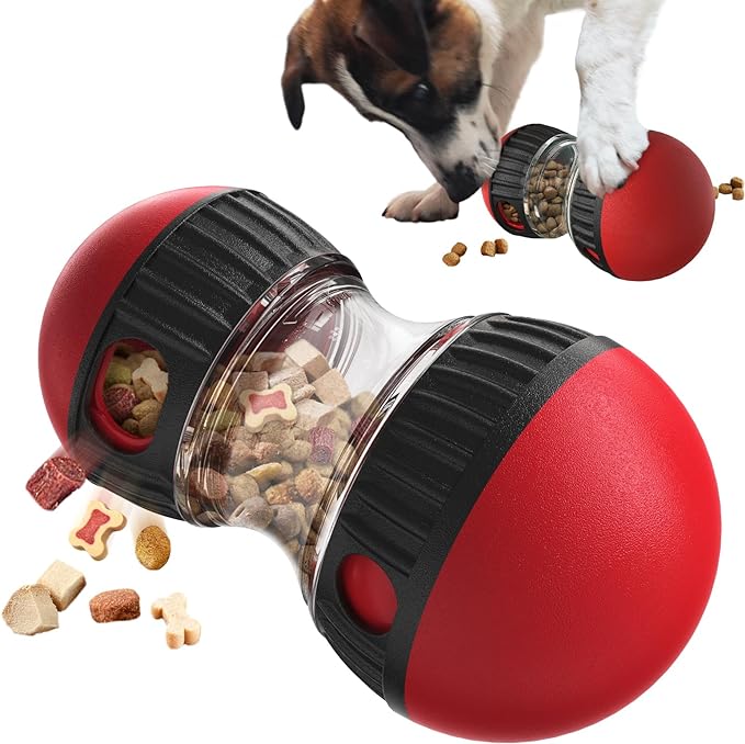 Dog Puzzle Toy for Anxiety Relief - Adjustable Treat Dispensing Ball with Slow Feeder Design, Tough Bite-Resistant Interactive Chase Toy, Enrichment Training Games for Small/Medium/Large Dogs