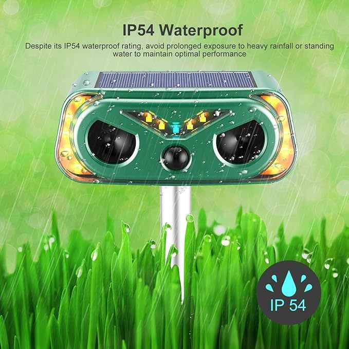 2 Pack Solar Ultrasonic Animal Repellent Outdoor