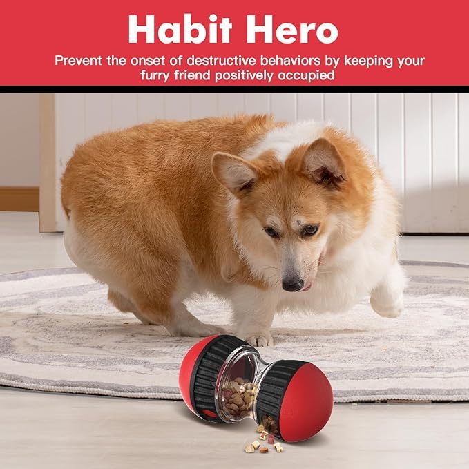 Dog Puzzle Toy for Anxiety Relief - Adjustable Treat Dispensing Ball with Slow Feeder Design, Tough Bite-Resistant Interactive Chase Toy, Enrichment Training Games for Small/Medium/Large Dogs