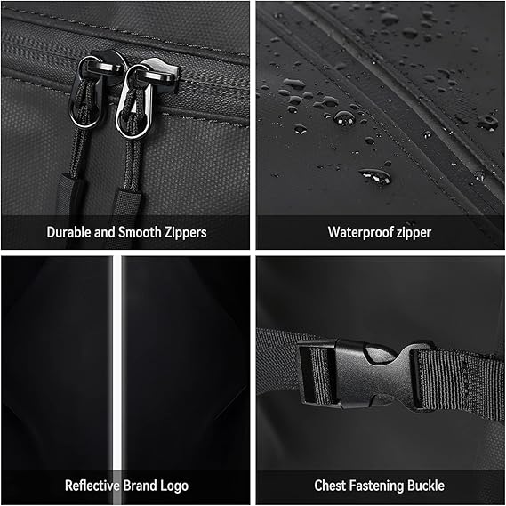 Motorcycle Backpack with Helmet Carry - Water Resistant & Reflective