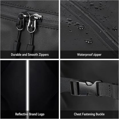 Motorcycle Backpack with Helmet Carry - Water Resistant & Reflective