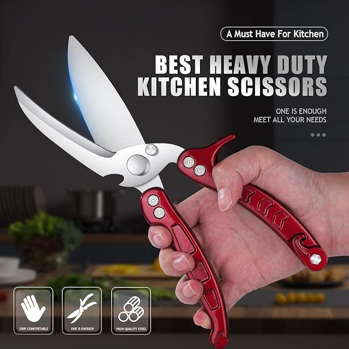 Heavy Duty Poultry Shears - A Must Have Kitchen Shears for Chicken and Meat Cutting - Dishwasher Safe and Stainless Food Kitchen Scissors for Thanksgiving