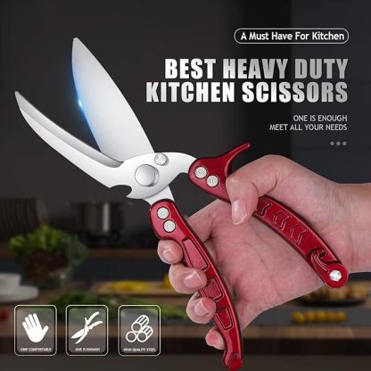 Heavy Duty Poultry Shears - A Must Have Kitchen Shears for Chicken and Meat Cutting - Dishwasher Safe and Stainless Food Kitchen Scissors for Thanksgiving