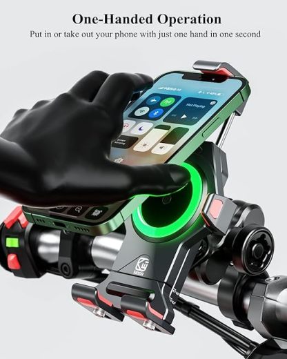 Motorcycle Phone Mount with 15W Wireless Charging – Universal & Waterproof