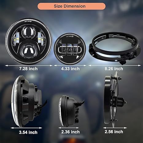 7" LED Headlight & 4.5" Fog Lights DOT Kit for Harley Davidson