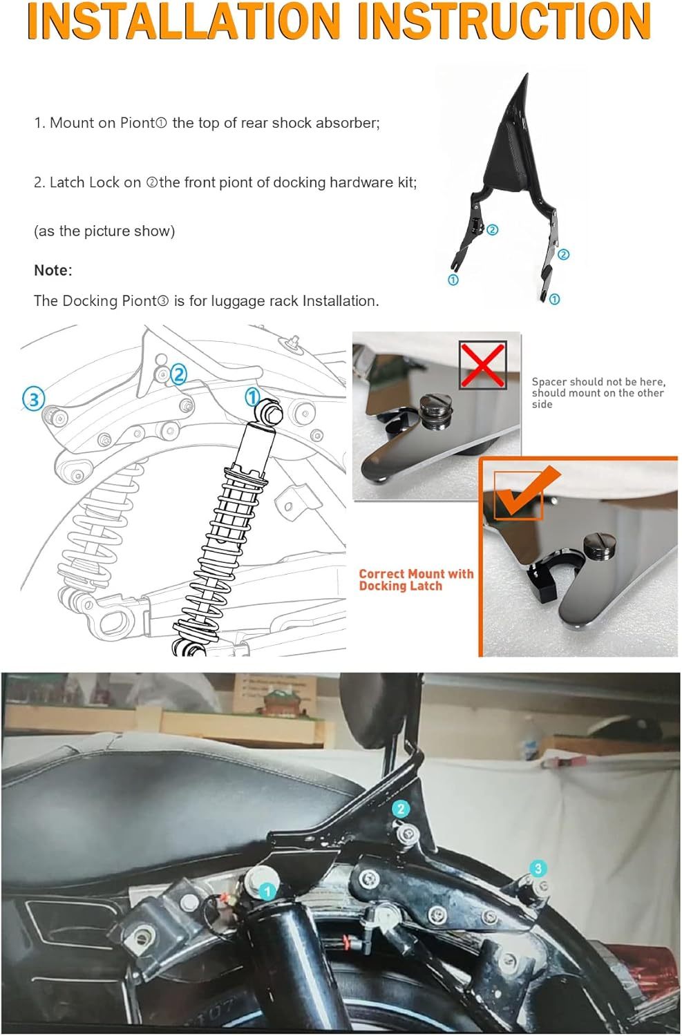 Universal Sissy Bar & Passenger Backrest for Harley Touring Models (2009-2023)
