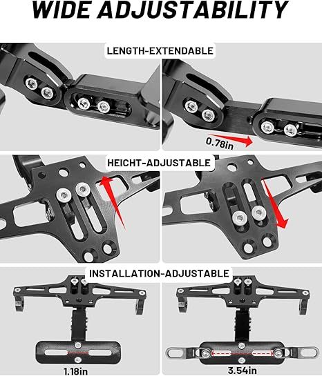 Universal CNC Aluminum Motorcycle License Plate Bracket with LED Light