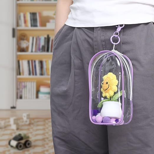 Protective Case for Plush Doll, Clear Hanging Display Case, Crossbody Doll Storage Bag, PVC Storage Case Cover for Figures, Dolls