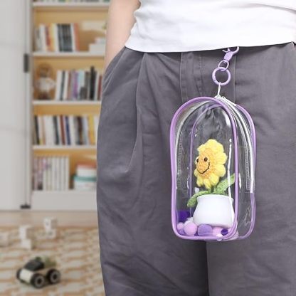 Protective Case for Plush Doll, Clear Hanging Display Case, Crossbody Doll Storage Bag, PVC Storage Case Cover for Figures, Dolls