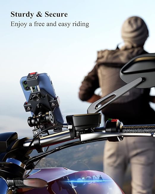 Motorcycle Phone Mount with 15W Wireless Charging – Universal & Waterproof