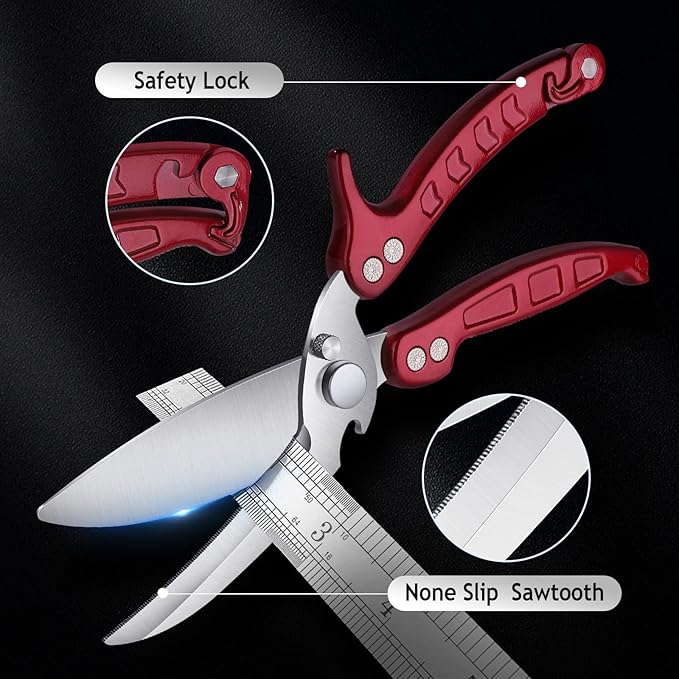 Heavy Duty Poultry Shears - A Must Have Kitchen Shears for Chicken and Meat Cutting - Dishwasher Safe and Stainless Food Kitchen Scissors for Thanksgiving