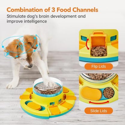Dog Puzzle Toy 2 Levels, Slow Feeder, Pup Food Treat Feeding Dispenser for IQ Training and Entertainment for All Breeds 4.2 Inch Height
