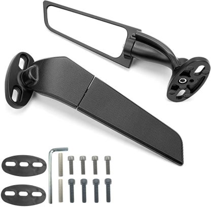 Universal Motorcycle Wing Mirrors - Convex Glass Rearview Set