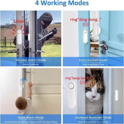 Window & Door Entry Alarm (2-Pack) – 120dB Security Sensor for Home & Child Safety