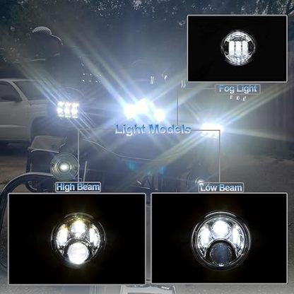 7" LED Headlight & 4.5" Fog Lights DOT Kit for Harley Davidson