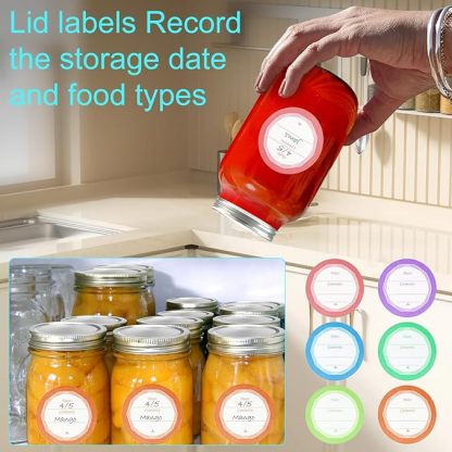 Electric Mason Jar Vacuum Sealer, Auto Stop Mason Jar Vacuum Sealer Kit for Wide Mouth and Regular Mouth canning lids with Food Storage Labels for Freshness and Preservation