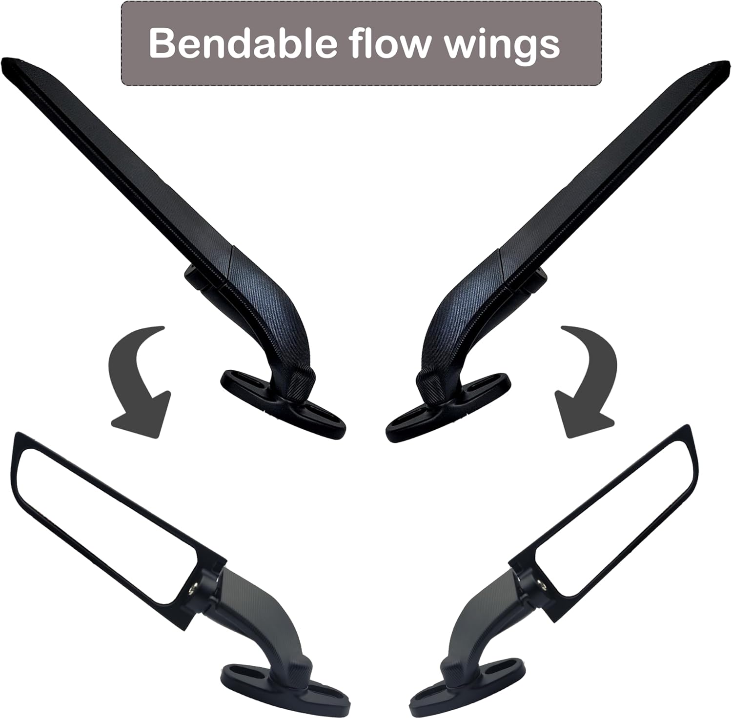 Universal Motorcycle Wing Mirrors - Convex Glass Rearview Set