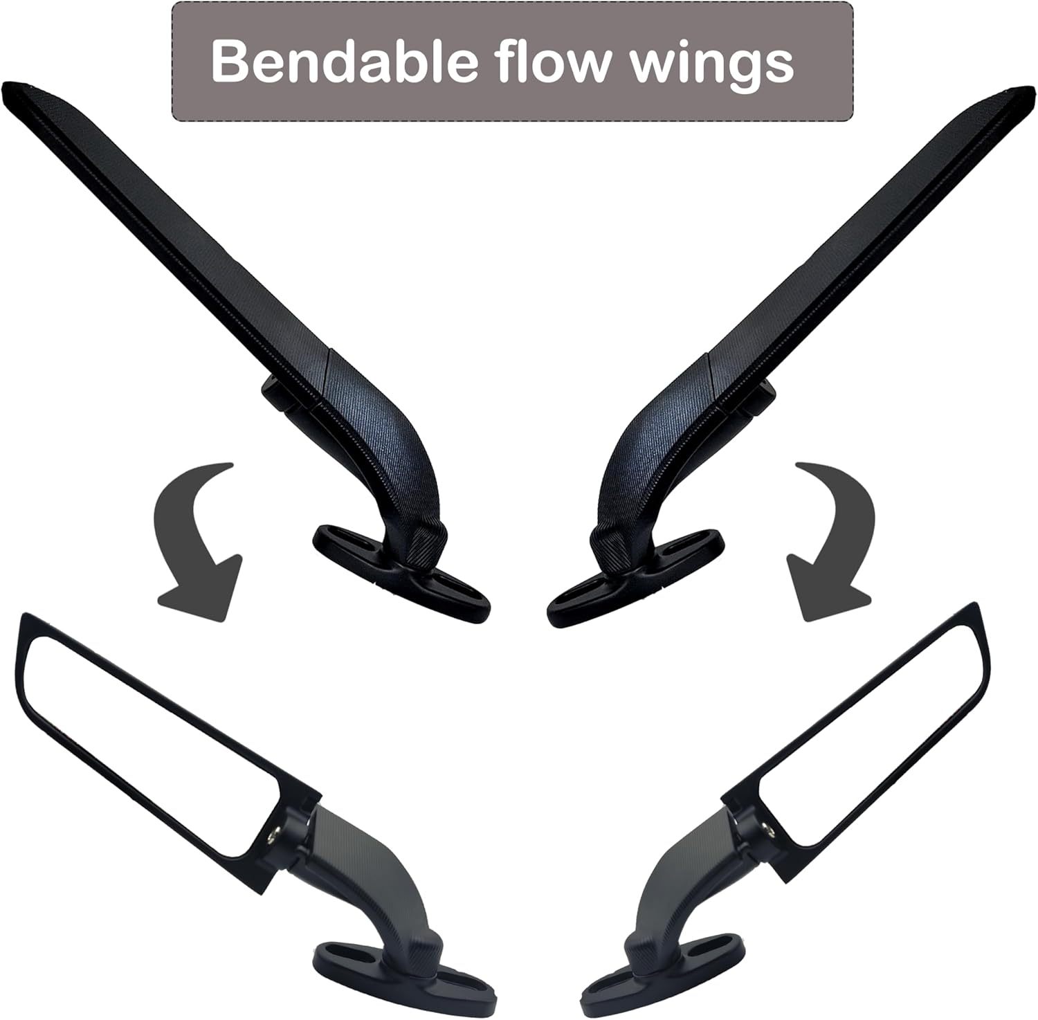 Universal Motorcycle Wing Mirrors - Convex Glass Rearview Set