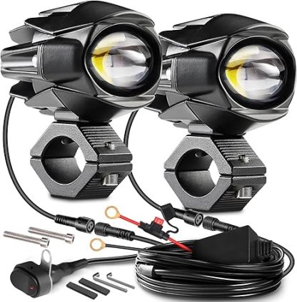 Motorcycle Auxiliary LED Lights - IP68 Waterproof Fog & Driving Light Kit