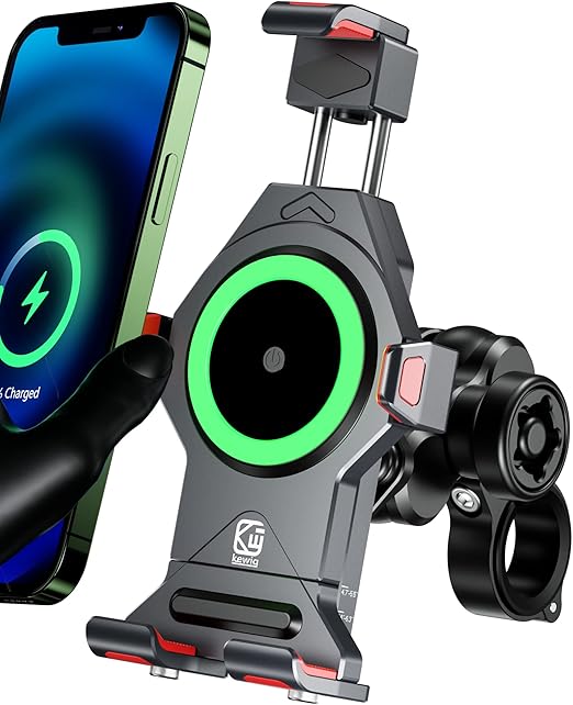 Motorcycle Phone Mount with 15W Wireless Charging – Universal & Waterproof