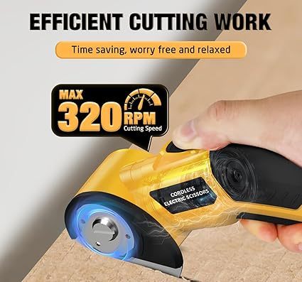 Cordless Electric Scissors,4V Rechargeable Cardboard Cutter Heavy Duty Scissor with Safety Lock & LED Light for Box Carpet Plastic Fabric