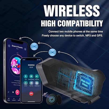 Y10 Motorcycle Helmet Speakers - Wireless Bluetooth 5.3 Headset