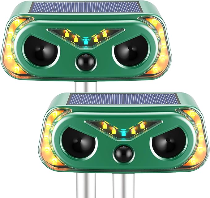 2 Pack Solar Ultrasonic Animal Repellent Outdoor