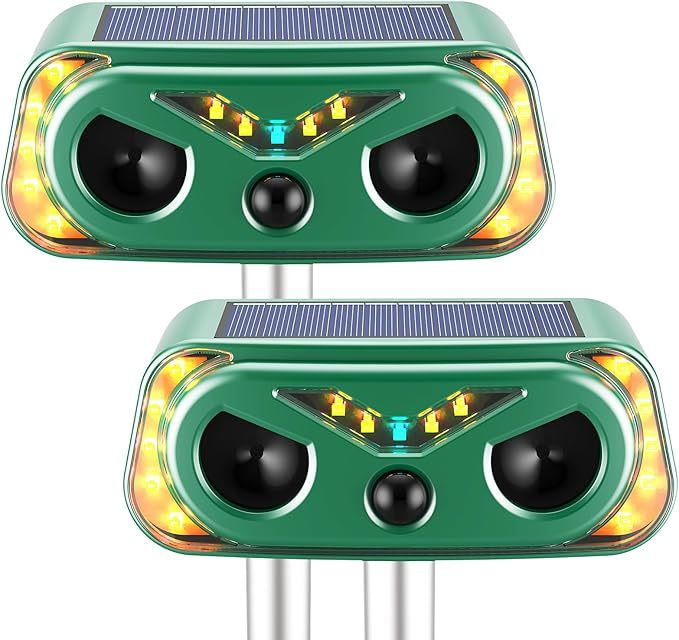 2 Pack Solar Ultrasonic Animal Repellent Outdoor
