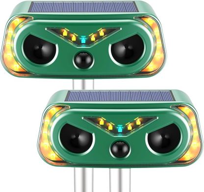 2 Pack Solar Ultrasonic Animal Repellent Outdoor