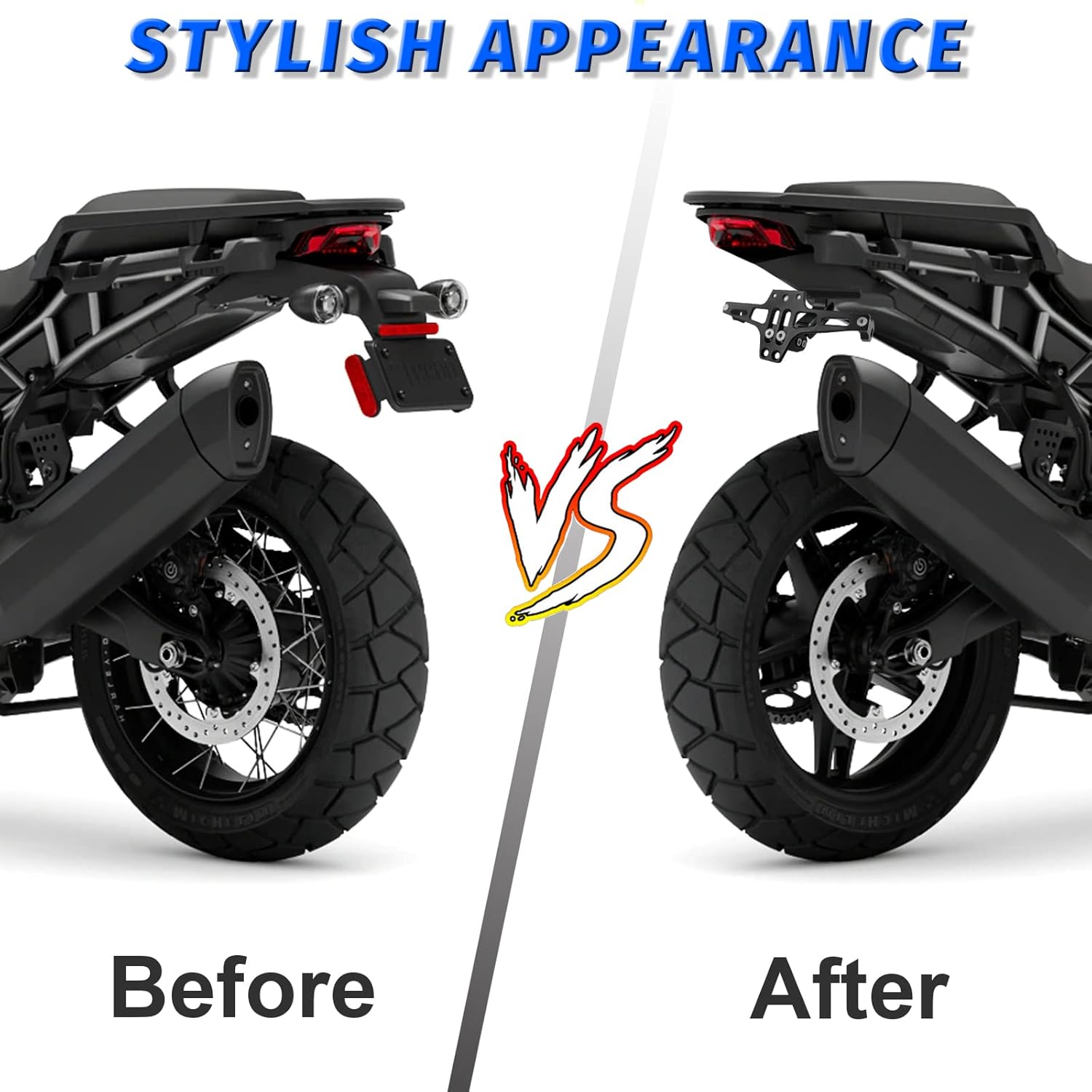 Universal CNC Aluminum Motorcycle License Plate Bracket with LED Light