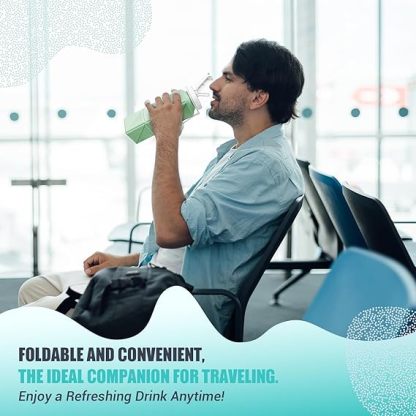 Collapsible Travel Water Bottles, Food Grade BPA Free Silicone Foldable Water Bottle, Leakproof Portable Expandable Water Bottles for Traveling, Camping, Hiking, Cycling & Sports Outdoor 620ml