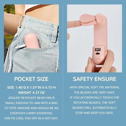 Handheld Mini Fan, 3 IN 1 USB Rechargeable Portable Fan [12-19 Working Hours] with Power Bank, Flashlight, Pocket Design for Travel/Summer/Concerts/Lash, Gifts for Women