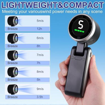 Portable Handheld Turbo Fan,5 Gear Wind, Battery Operated,3 IN 1 Hand Fan for Travel/Camping/Outdoor (Ideal Gift for Women & Men)