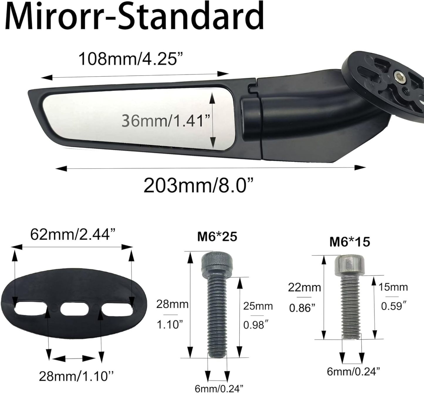 Universal Motorcycle Wing Mirrors - Convex Glass Rearview Set