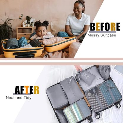 Packing Cubes for Travel - 8 Set Luggage Organizer Bags for Family, Mesh Breathable Travel Packing Cubes for Suitcases Durable Travel Essentials Bags Set