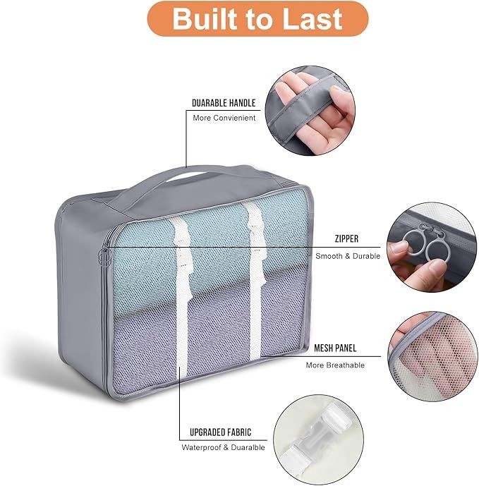 Packing Cubes for Travel - 8 Set Luggage Organizer Bags for Family, Mesh Breathable Travel Packing Cubes for Suitcases Durable Travel Essentials Bags Set
