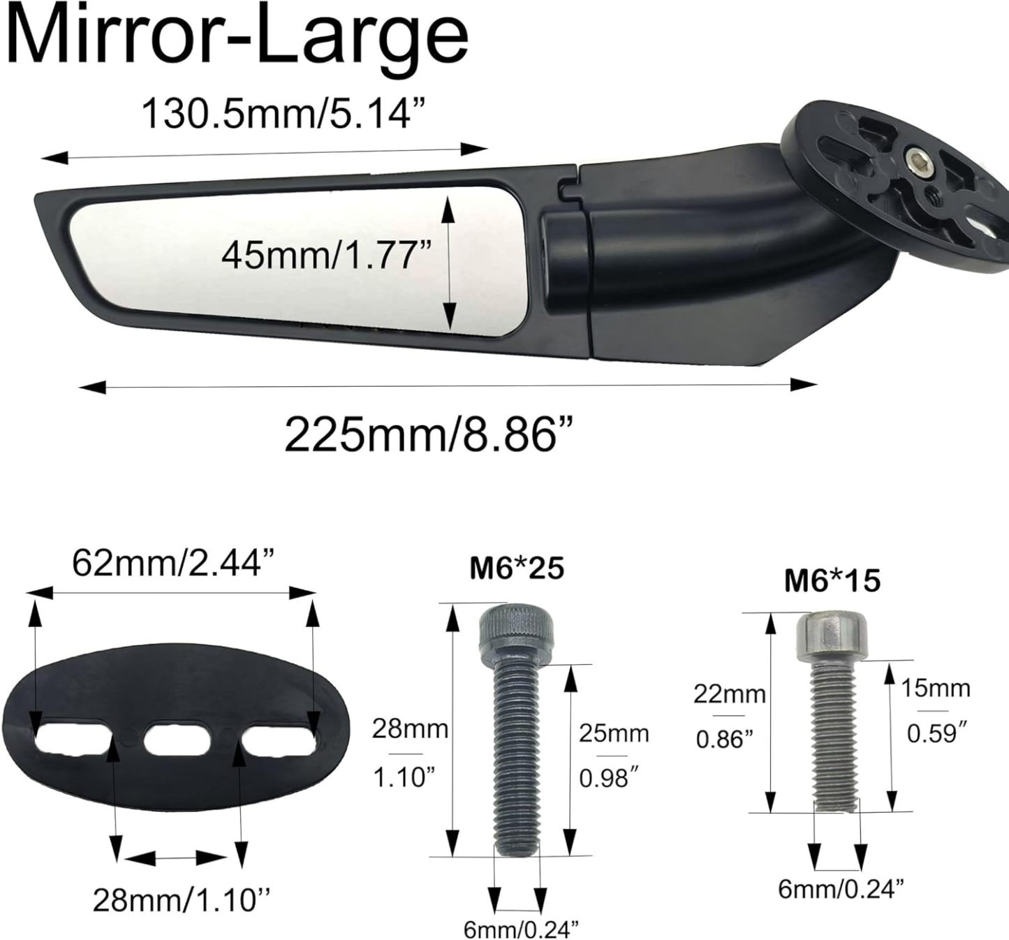 Universal Motorcycle Wing Mirrors - Convex Glass Rearview Set