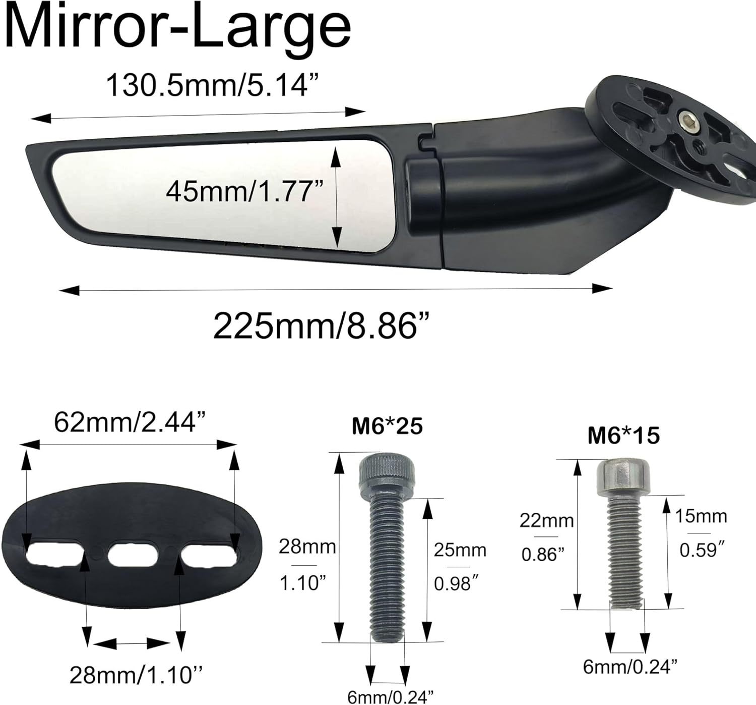 Universal Motorcycle Wing Mirrors - Convex Glass Rearview Set