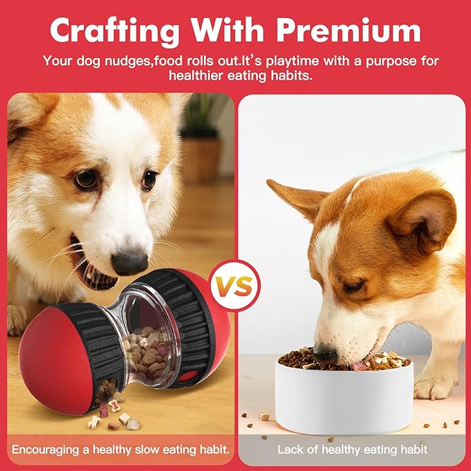 Dog Puzzle Toy for Anxiety Relief - Adjustable Treat Dispensing Ball with Slow Feeder Design, Tough Bite-Resistant Interactive Chase Toy, Enrichment Training Games for Small/Medium/Large Dogs