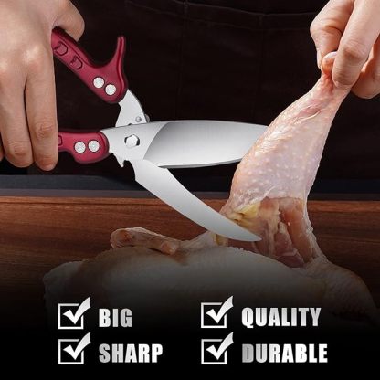 Heavy Duty Poultry Shears - A Must Have Kitchen Shears for Chicken and Meat Cutting - Dishwasher Safe and Stainless Food Kitchen Scissors for Thanksgiving
