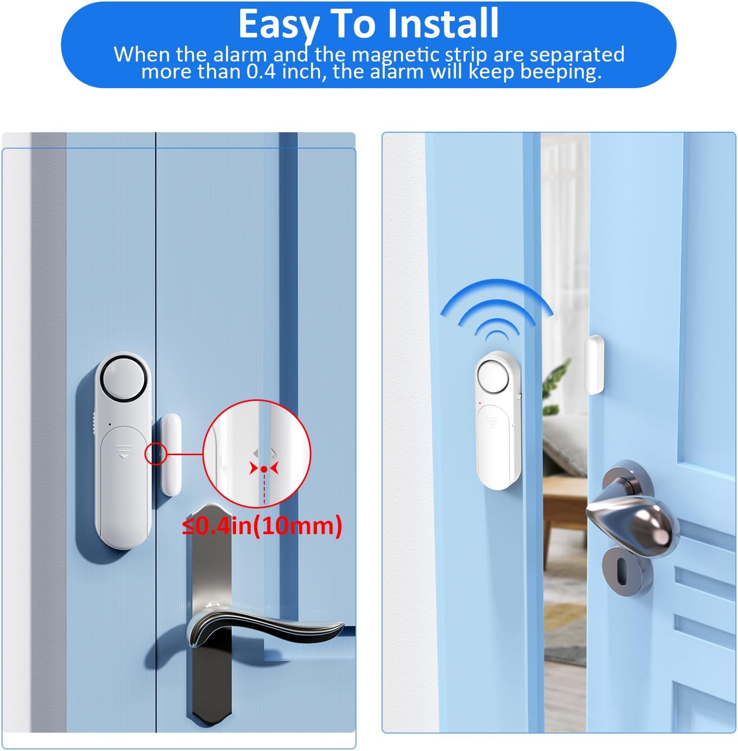 Window & Door Entry Alarm (2-Pack) – 120dB Security Sensor for Home & Child Safety