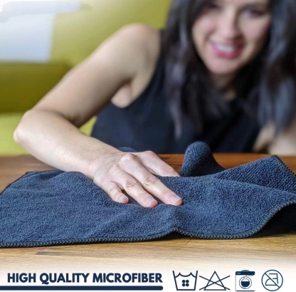Microfiber Cleaning Cloth Grey - 12 Pcs (12.5"x12.5") - High Performance - 1200 Washes, Ultra Absorbent Microfiber Towel Weave Grime & Liquid for Streak-Free Mirror Shine - Car Washing Cloth