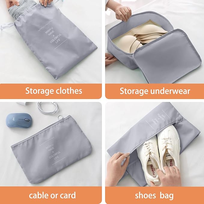 Packing Cubes for Travel - 8 Set Luggage Organizer Bags for Family, Mesh Breathable Travel Packing Cubes for Suitcases Durable Travel Essentials Bags Set