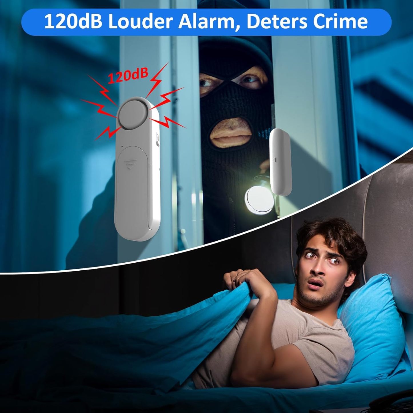 Window & Door Entry Alarm (2-Pack) – 120dB Security Sensor for Home & Child Safety