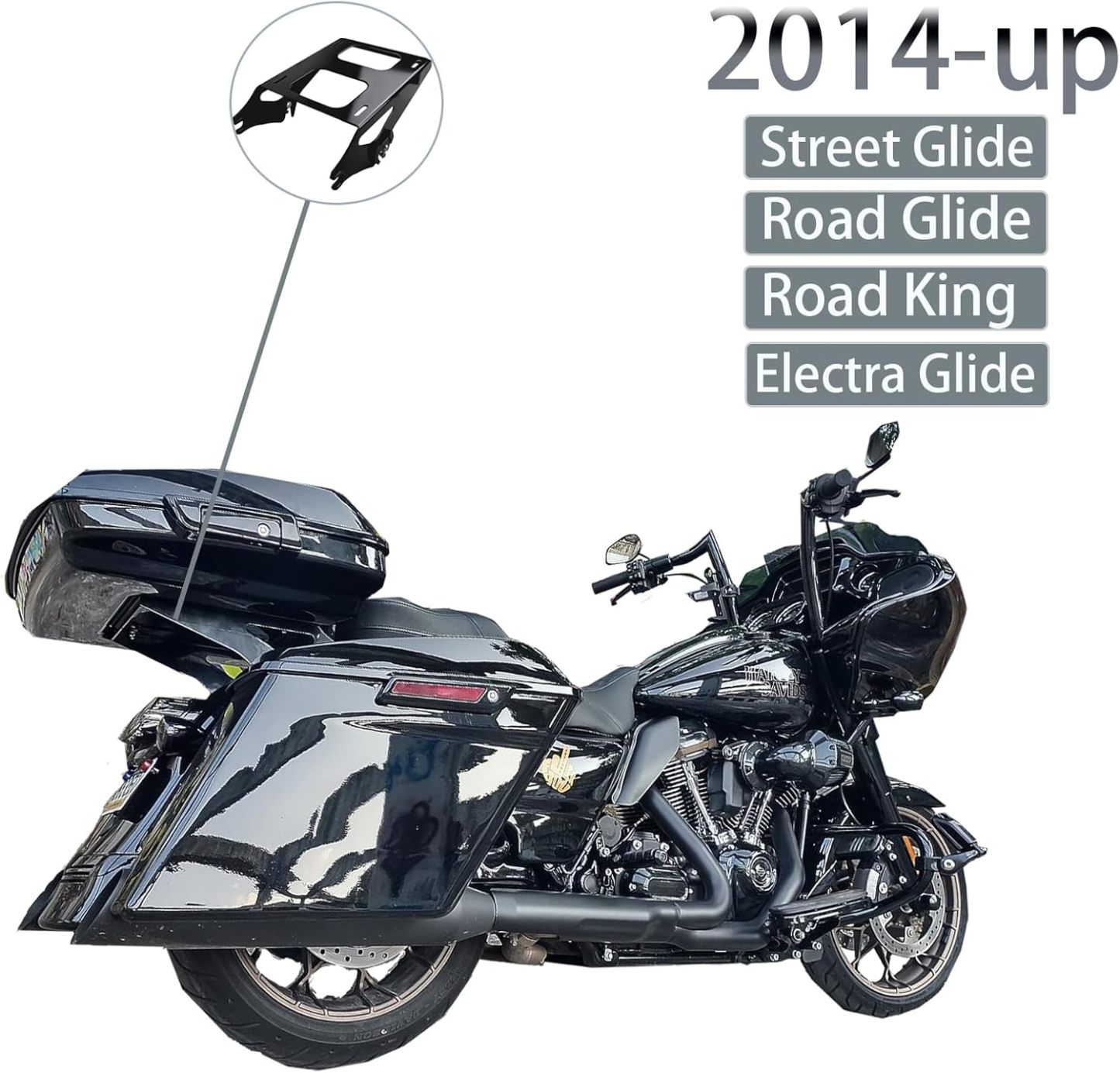Detachable Two-Up Tour Trunk Luggage Rack for Harley Davidson Touring (2014-2024)