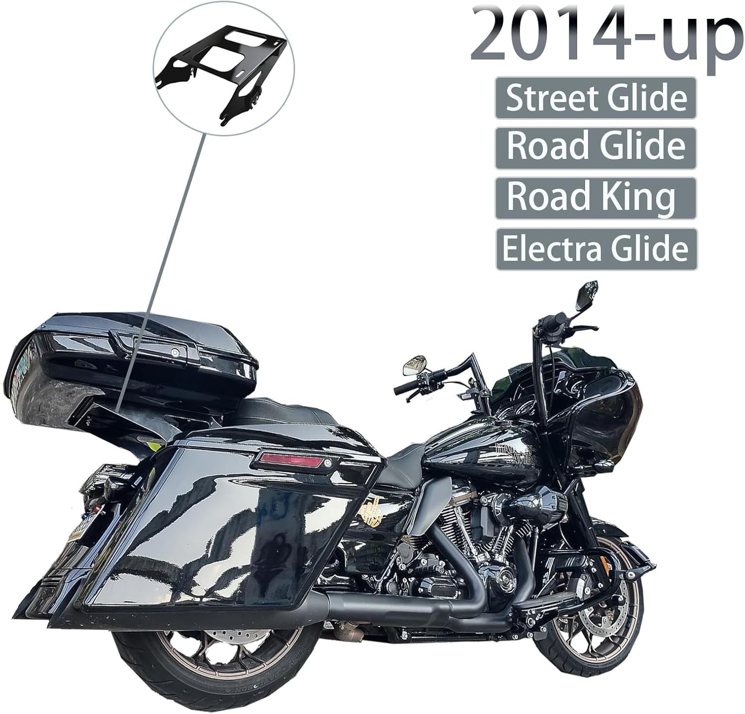 Detachable Two-Up Tour Trunk Luggage Rack for Harley Davidson Touring (2014-2024)