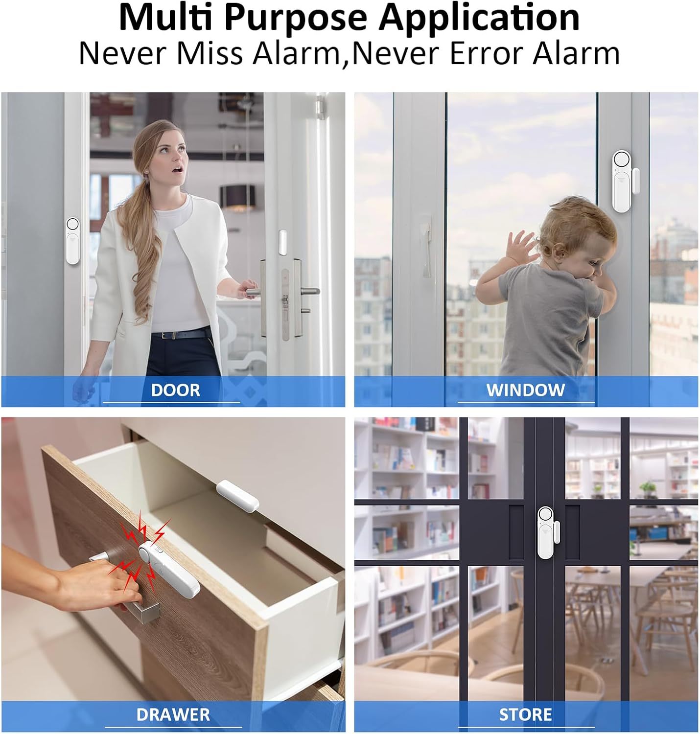 Window & Door Entry Alarm (2-Pack) – 120dB Security Sensor for Home & Child Safety