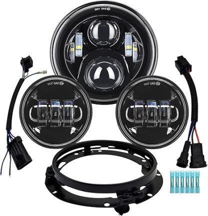 7" LED Headlight & 4.5" Fog Lights DOT Kit for Harley Davidson
