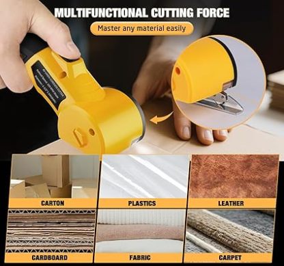 Cordless Electric Scissors,4V Rechargeable Cardboard Cutter Heavy Duty Scissor with Safety Lock & LED Light for Box Carpet Plastic Fabric
