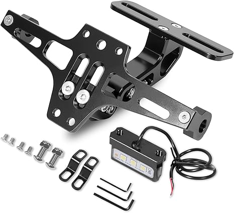 Universal CNC Aluminum Motorcycle License Plate Bracket with LED Light